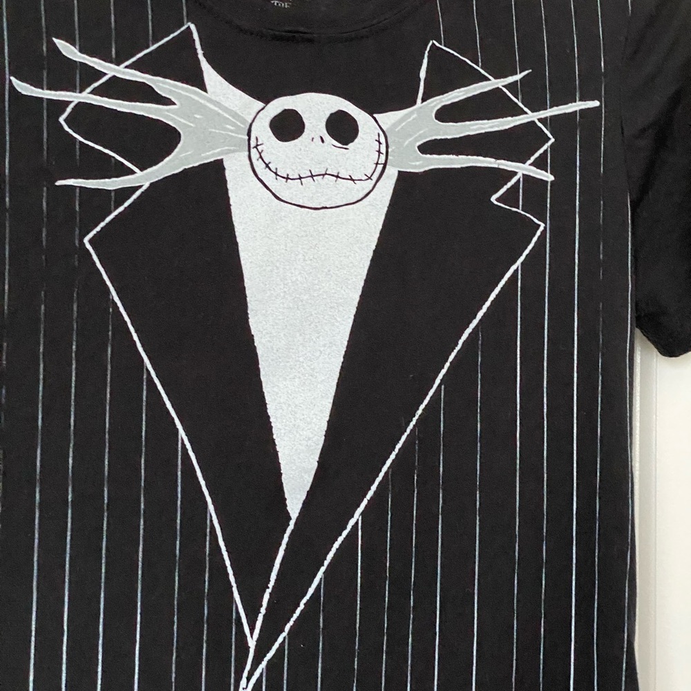 Disney Jack Skellington Tim Burtons Nightmare Before Christmas Blk White T-Shirt - Picture 4 of 7